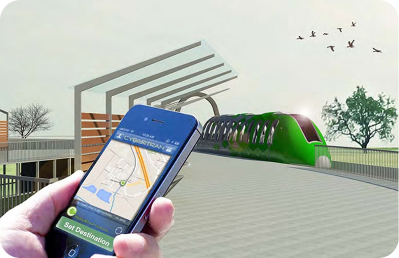 Cybertran is the Gentle Transit Revolution - App mock